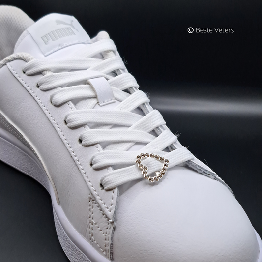 Stijlvol zilver hart schoenveter gespen met diamanten