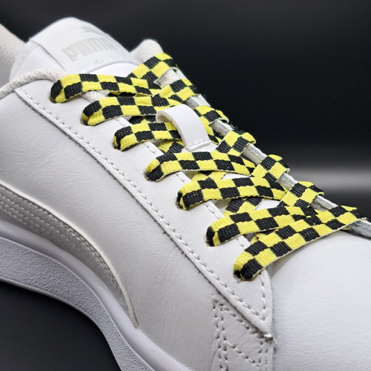 Blokjes Print Zwart Geel Multikleur Veters 110cm