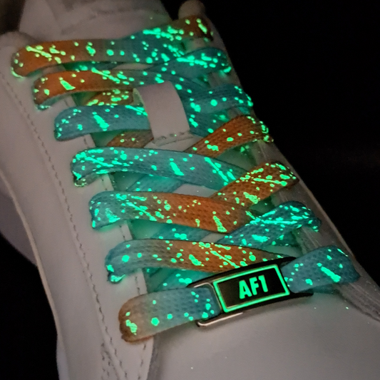 Lichtgevende Veters en Gespen Combi Multikleur Lichtblauw en Lichtoranje 120cm