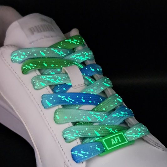 Lichtgevende Veters en Gespen Combi Multikleur Lichtblauw en Lichtgroen 120cm