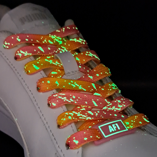 Lichtgevende Veters en Gespen Combi Multikleur Geel en Roze 120cm