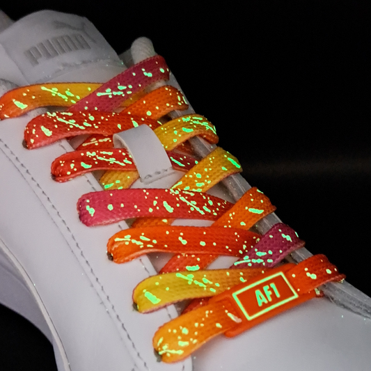 Lichtgevende Veters en Gespen Combi Multikleur Oranje, Geel en Roze 120cm