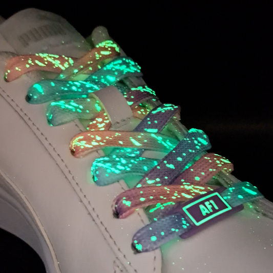 Lichtgevende Veters en Gespen Combi Multikleur Lichtblauw, Lichtpaars en Lichtroze 120cm