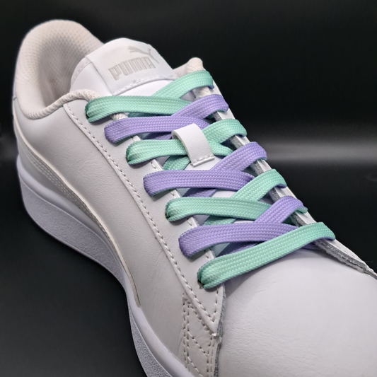 Dubbelzijdige Paars Mintgroen Multikleur Veters 120 cm