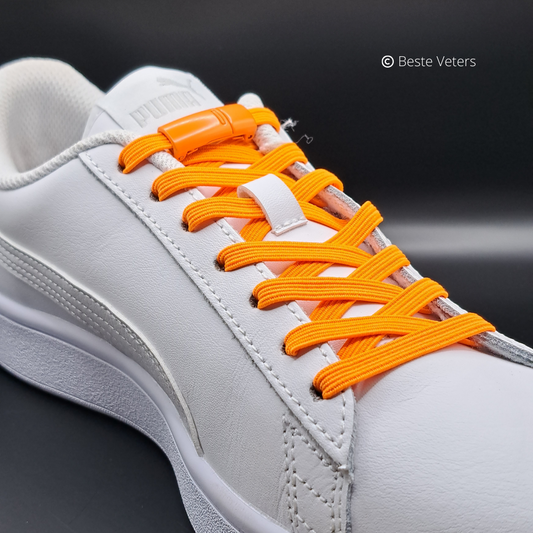 Elastische schoenveters met magnetisch sluiting klem - Oranje