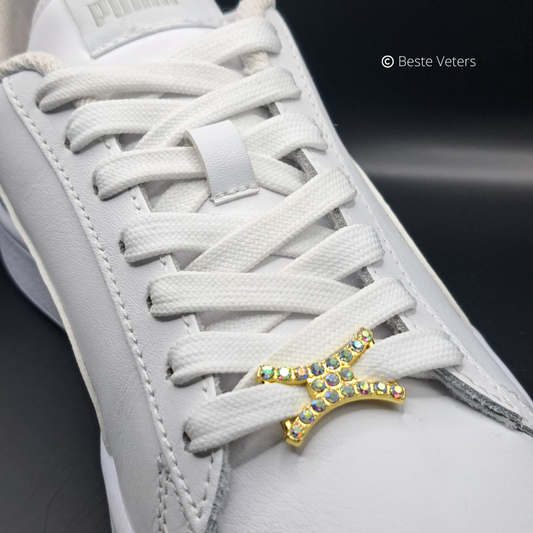 Stijlvol goud schoenveter gespen met multi kleur diamanten