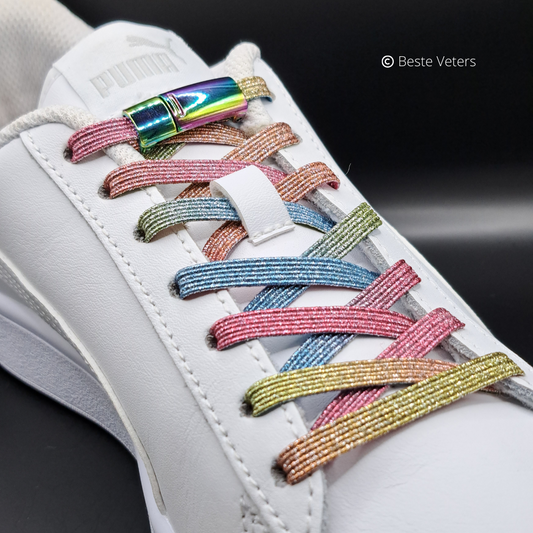 Elastische schoenveters met magnetisch sluiting klem - Multikleur