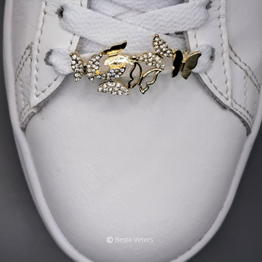 Luxe schoenveters gespen met goude vlinders en diamanten