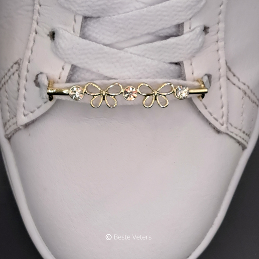 Luxe schoenveters gespen met vlinder en diamanten