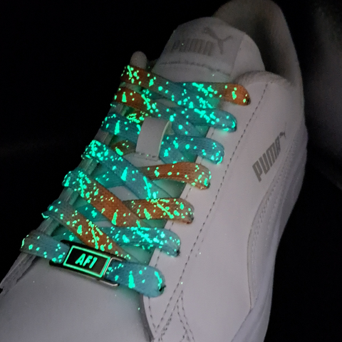 Lichtgevende Veters en Gespen Combi Multikleur Lichtblauw en Lichtoranje 120cm