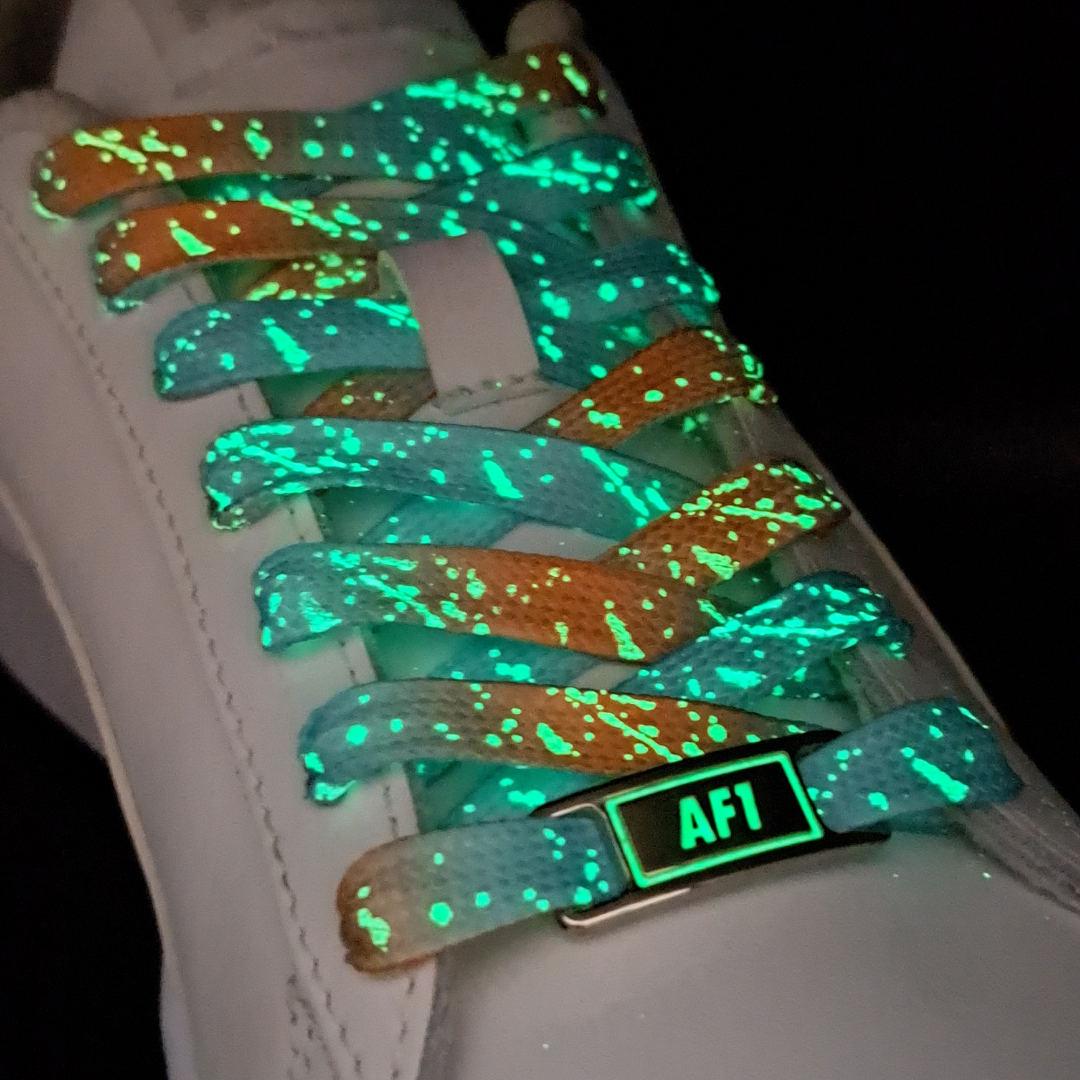 Lichtgevende Veters en Gespen Combi Multikleur Lichtblauw en Lichtoranje 120cm