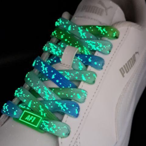 Lichtgevende Veters en Gespen Combi Multikleur Lichtblauw en Lichtgroen 120cm