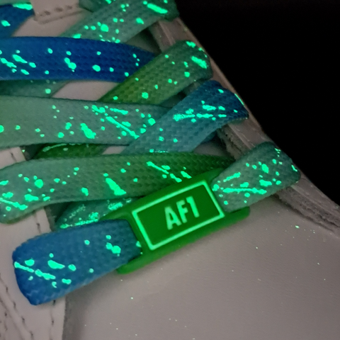 Lichtgevende Veters en Gespen Combi Multikleur Lichtblauw en Lichtgroen 120cm