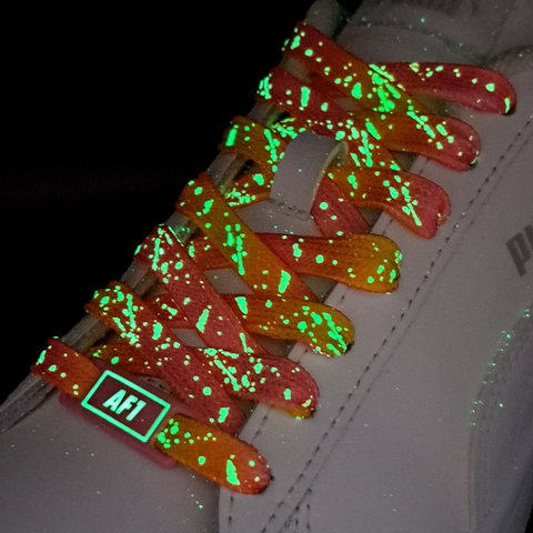 Lichtgevende Veters en Gespen Combi Multikleur Geel en Roze 120cm