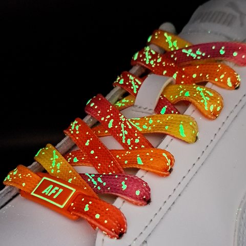Lichtgevende Veters en Gespen Combi Multikleur Oranje, Geel en Roze 120cm