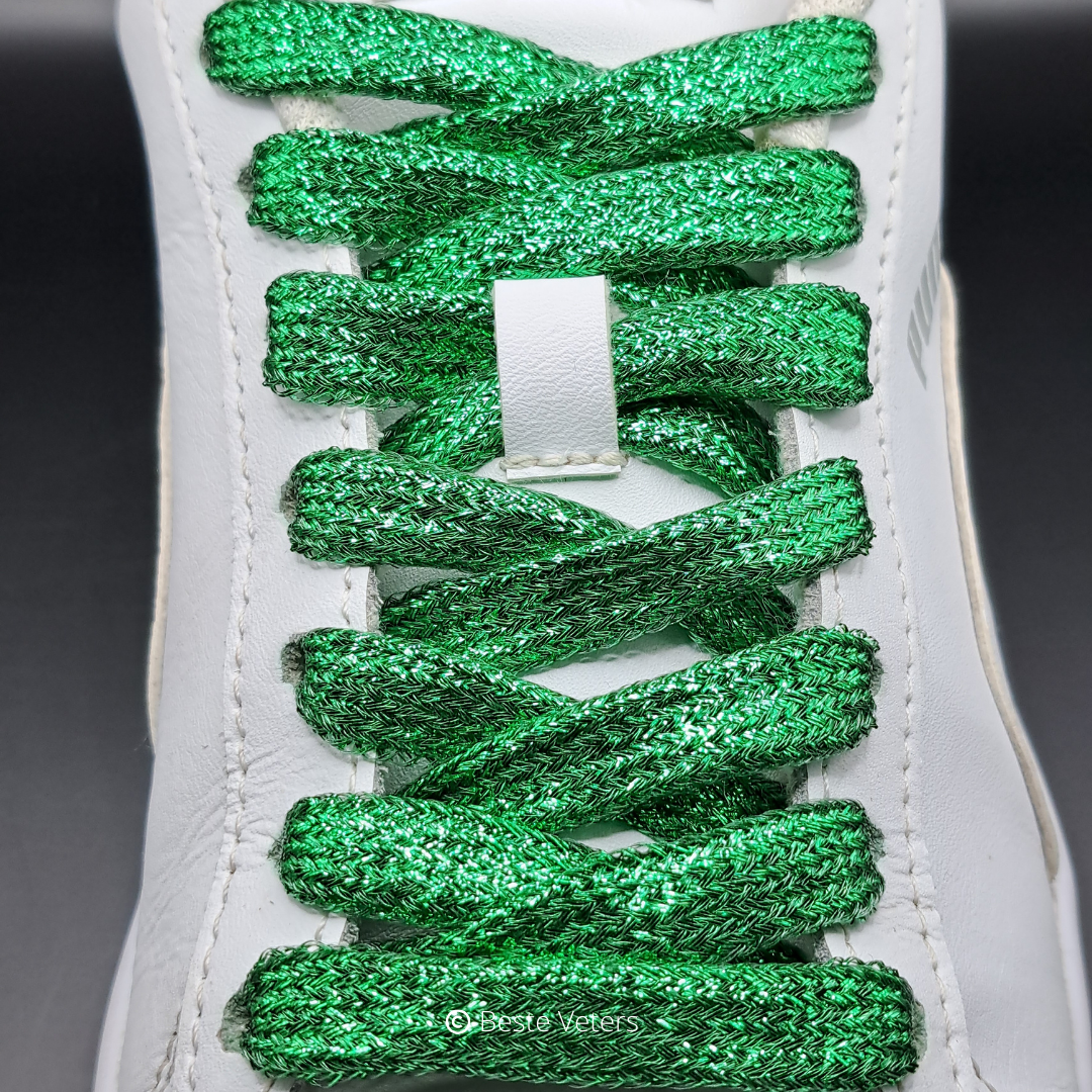Olukssck 2 paar premium platte glitterveters, 10 mm, vervangende veters voor sportschoenen, stadsschoenen, groen, 120 cm Olukssck 2 paar premium platte glitterveters, 10 mm, vervangende veters voor sportschoenen, stadsschoenen, groen, 120 cm