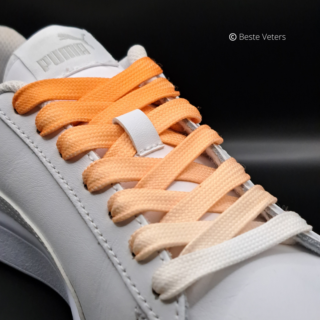 Fade Oranje naar Wit Multikleur Veters 110cm
