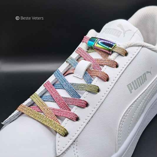 Elastische schoenveters met magnetisch sluiting klem - Multikleur