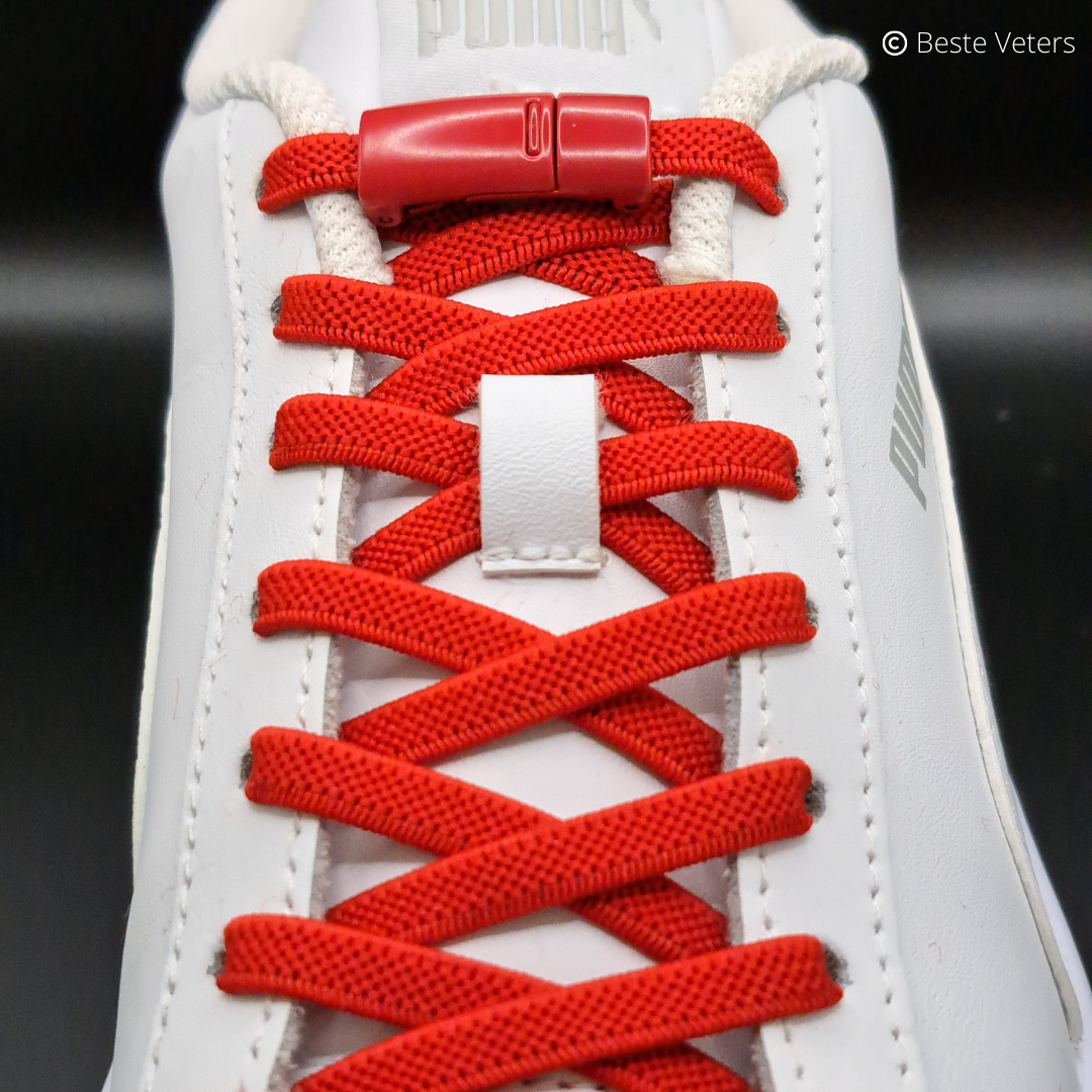 Elastische schoenveters met magnetisch sluiting klem - Rood