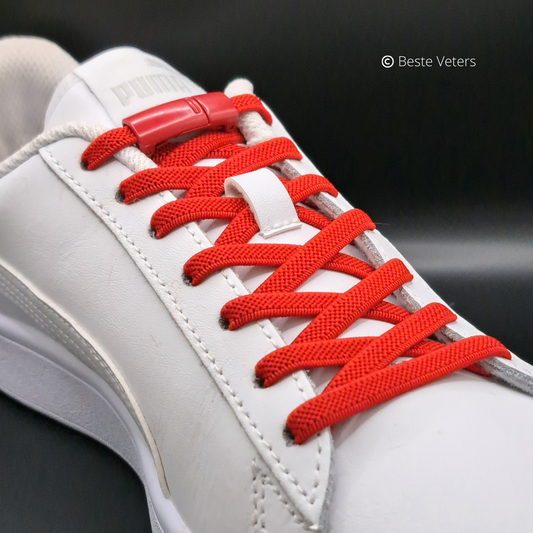 Elastische schoenveters met magnetisch sluiting klem - Rood