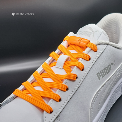 Elastische schoenveters met magnetisch sluiting klem - Oranje
