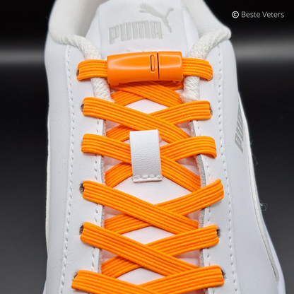 Elastische schoenveters met magnetisch sluiting klem - Oranje