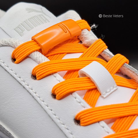 Elastische schoenveters met magnetisch sluiting klem - Oranje