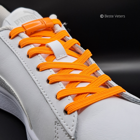 Elastische schoenveters met magnetisch sluiting klem - Oranje