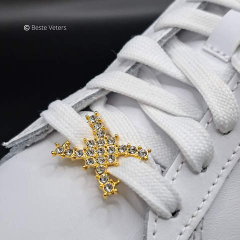 Stijlvol goud schoenveter gespen met witte diamanten