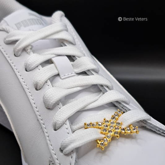 Stijlvol goud schoenveter gespen met witte diamanten
