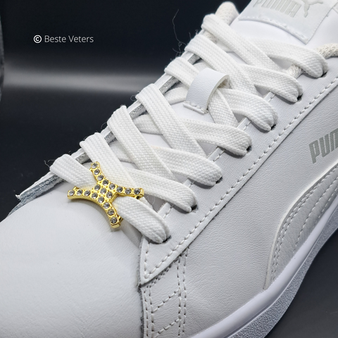Stijlvol goud schoenveter gespen met witte diamanten
