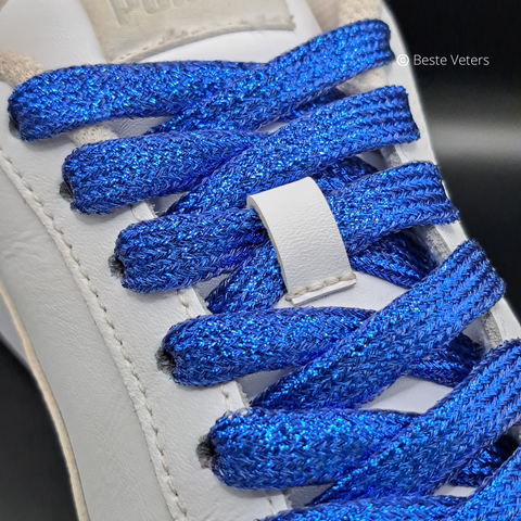 Glitterveters in blauw kleur, 120cm lang