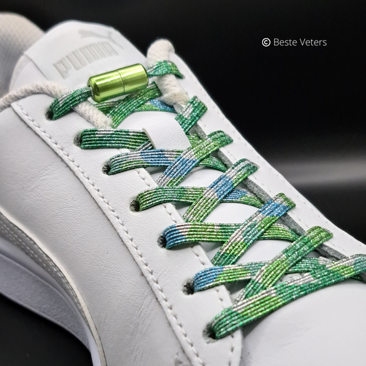 Elastische schoenveters met draaisluiting - Groen