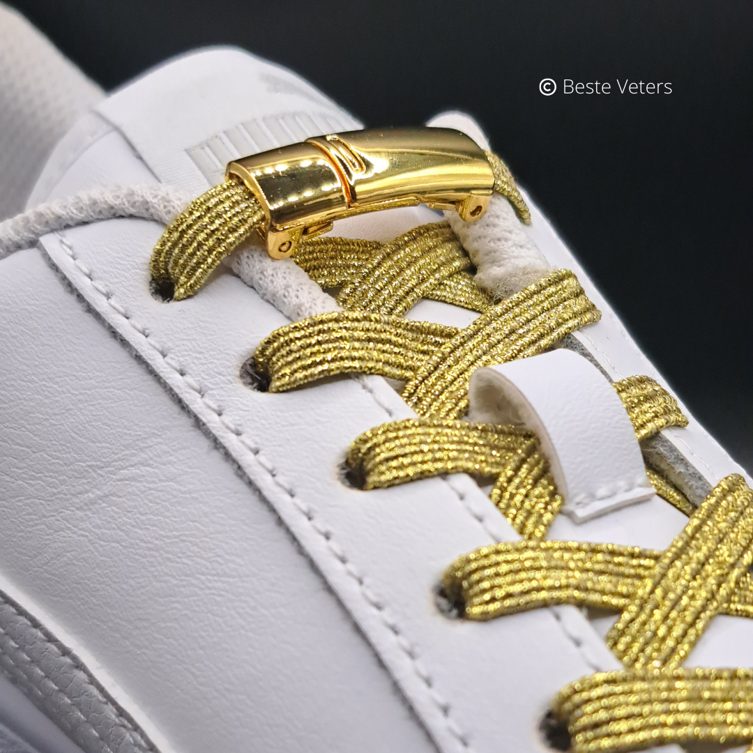 Paar Elastische Veters, Ronde Veters Zonder Strikken Met Metalen