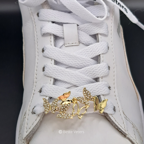 Luxe schoenveters gespen met goude vlinders en diamanten