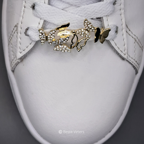Luxe schoenveters gespen met goude vlinders en diamanten
