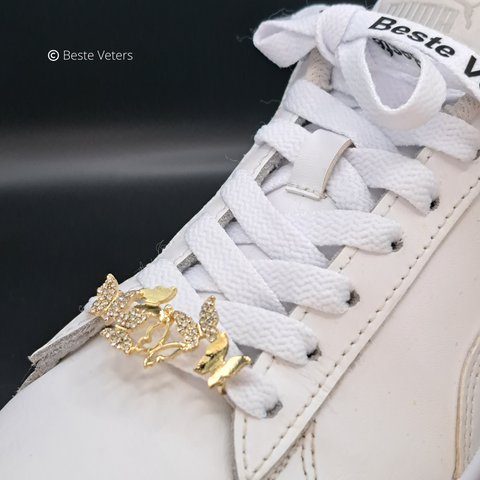 Luxe schoenveters gespen met goude vlinders en diamanten