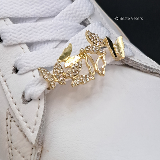 Luxe schoenveters gespen met goude vlinders en diamanten