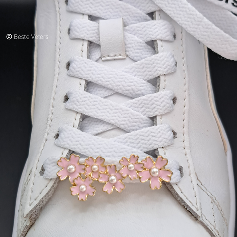 Luxe schoenveters gespen met roze bloemen