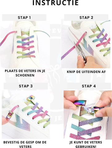 Elastische schoenveters met magnetisch sluiting klem - Goud